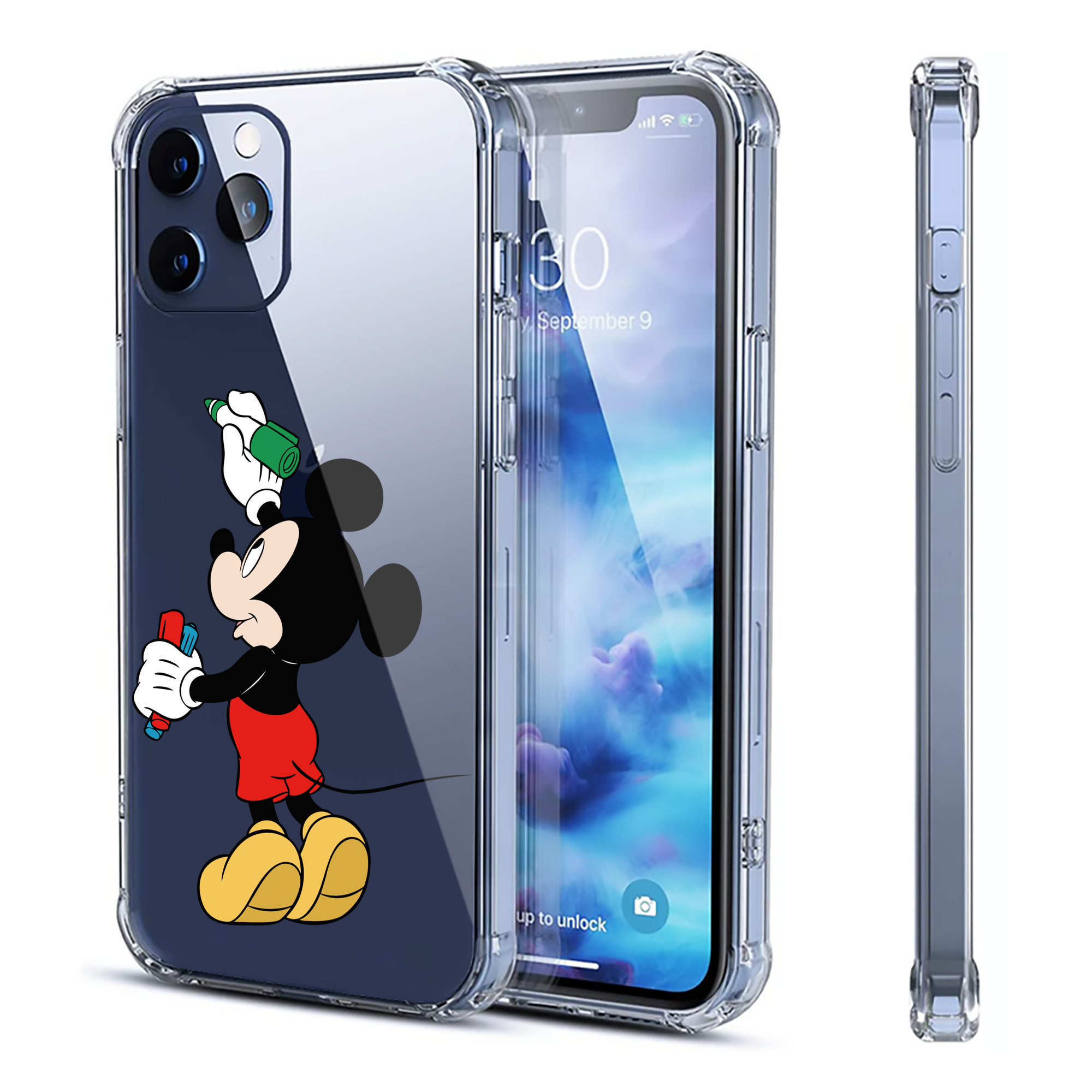 （画像用） ミッキーマウス Mickey Mouse 【iPhone 12シリーズ対応】透明スマホケース（クリアソフトケース）